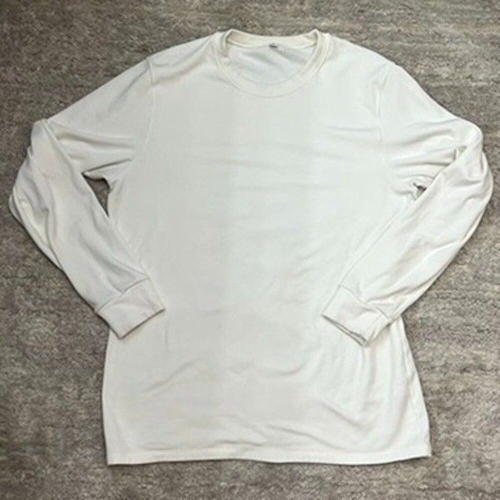 Uniqlo Long-Sleeve Heat Tech Ultra Warm White Stretch T-Shirt Mens Size XL